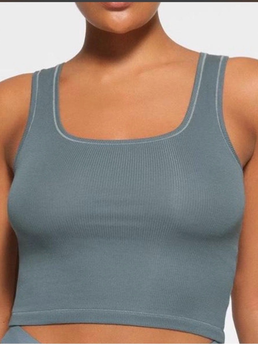 Skims fits everybody ribbed Women's Square Neck Ribbed Tank Top - Slate Blue - Picture 2 of 3